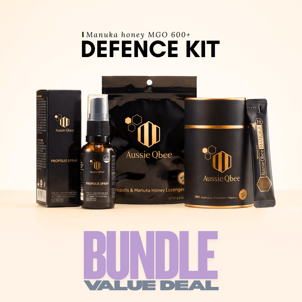 The Total Defense Kit | MGO 600+ Immunity Trio with Propolis Spray and Lozenges for immune support and health.